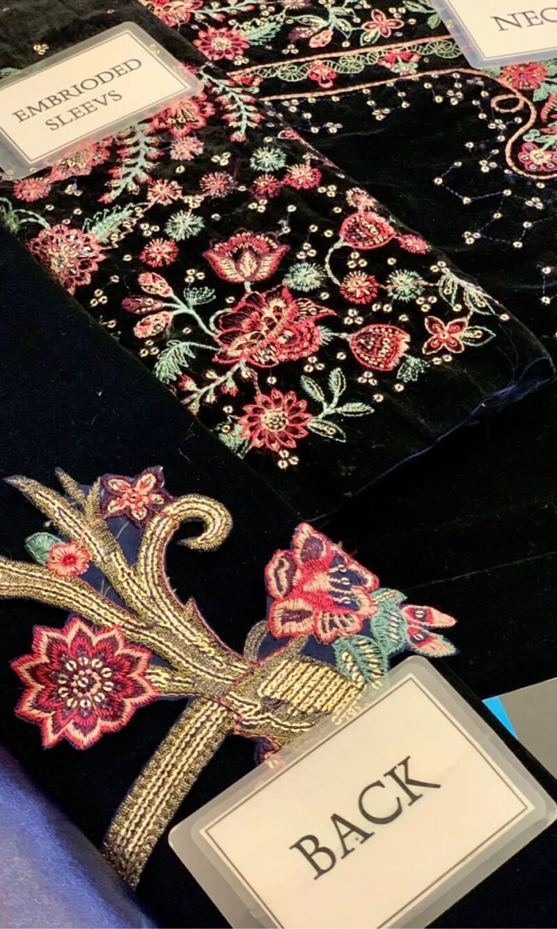 Jazmin Luxury Velvet Embroidered 3-Piece Suit with Chiffon Dupatta JZ8464 - Image 6