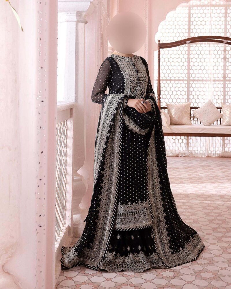 Asim Jofa Embroidered Chiffon 3-Piece Unstitched Suit with Spengle & Hand Embroidery AJ8461
