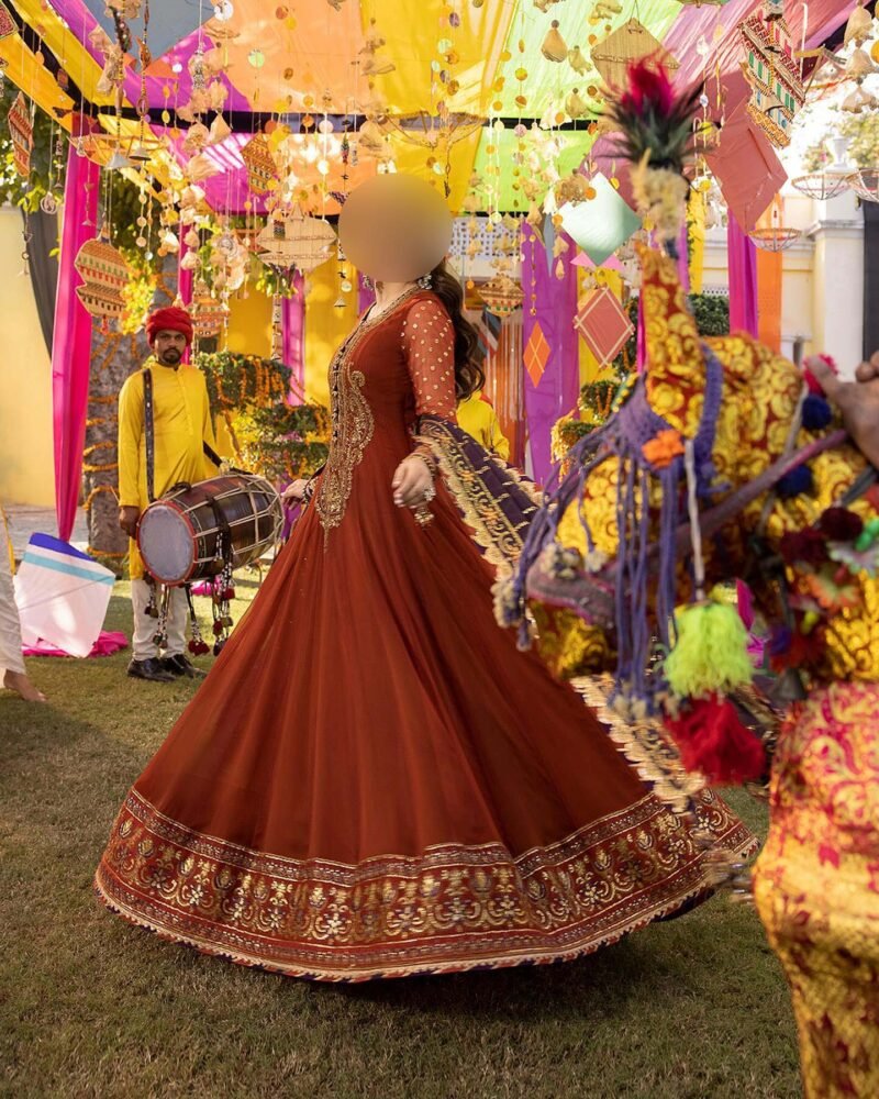 Asim Jofa Elegant Chiffon Sequence Embroidered Frock with Malai Trouser AJ8486416 - Image 3