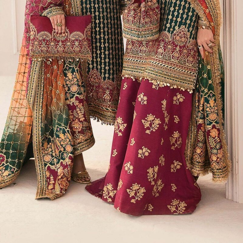 Baroque Embroidered Organza 3-Piece with Hand Adda Work & Tassel Dupatta CH1106 - Image 8