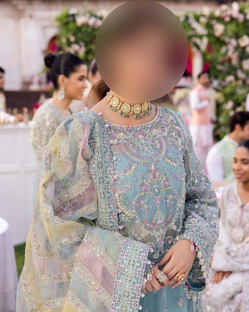 Kanwal Malik Organza Embroidered 3-Piece with Satin Silk Trouser Unstitched KM48643 - Image 2