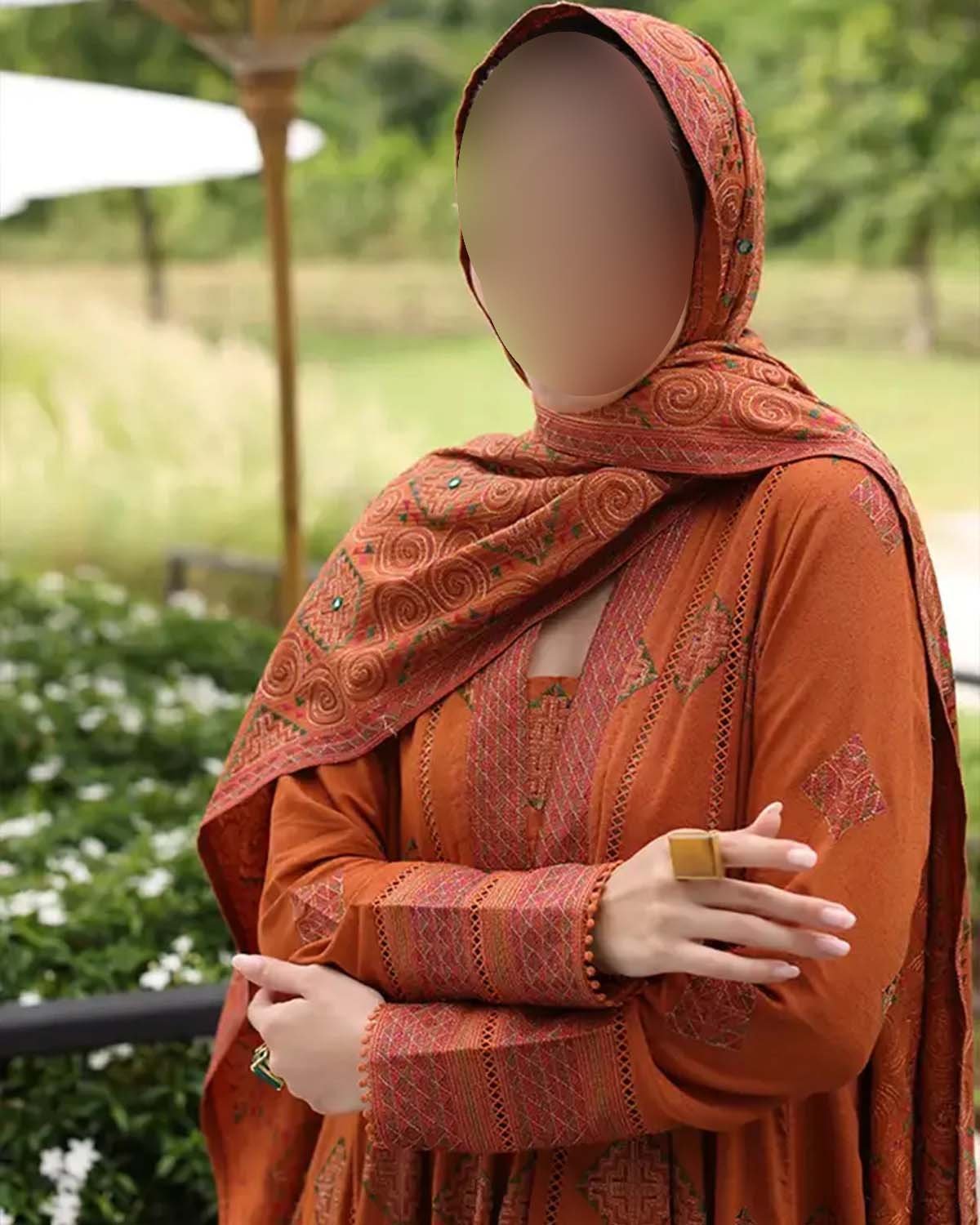 Bareeze Dhanak 3-Piece Suit with Embroidered Dhanak Shawl BZ27D - Image 3