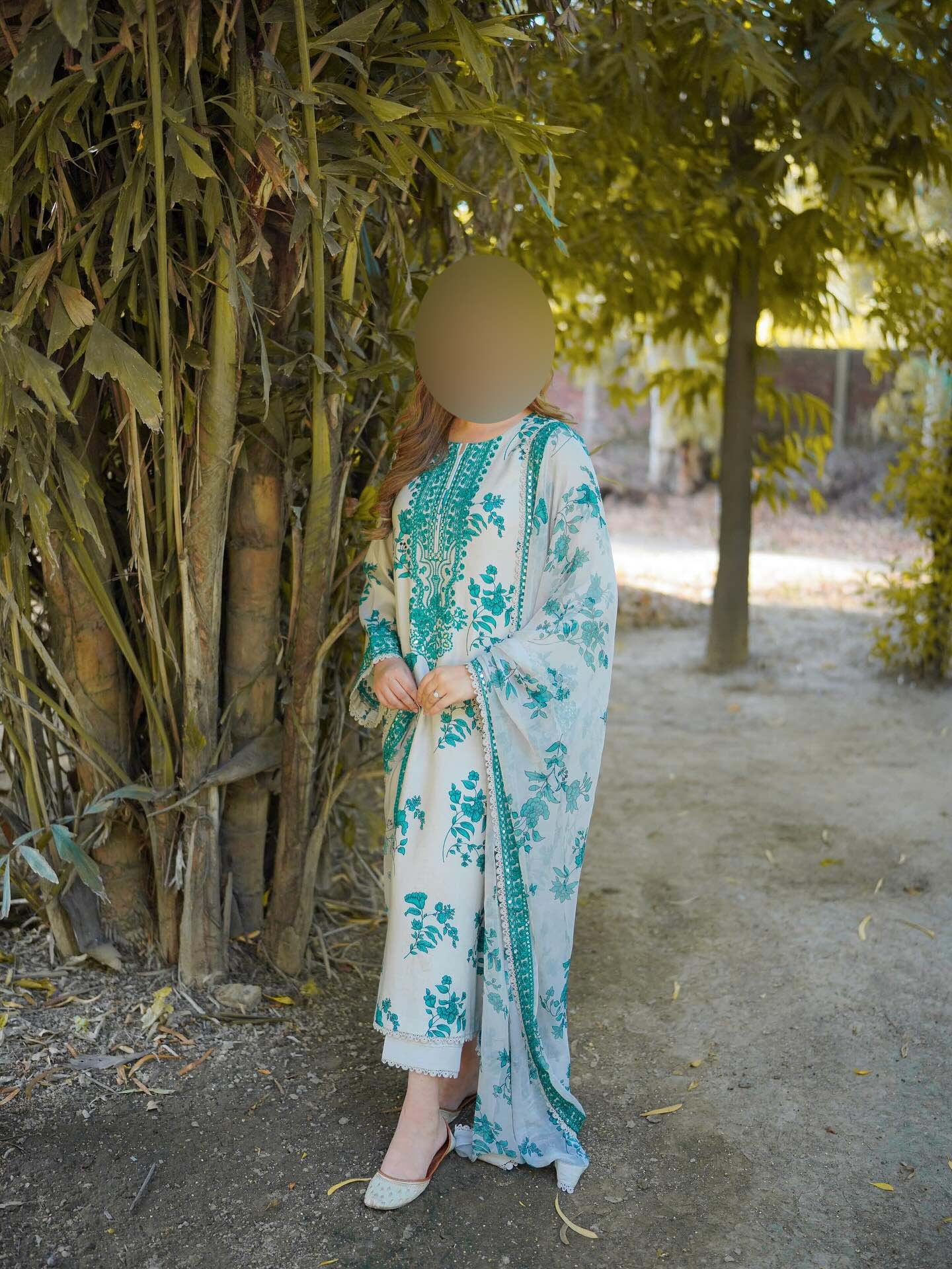 Aneelas Lawn Suit with Chiffon Dupatta & 9MM Sequence Work A316 - Image 3