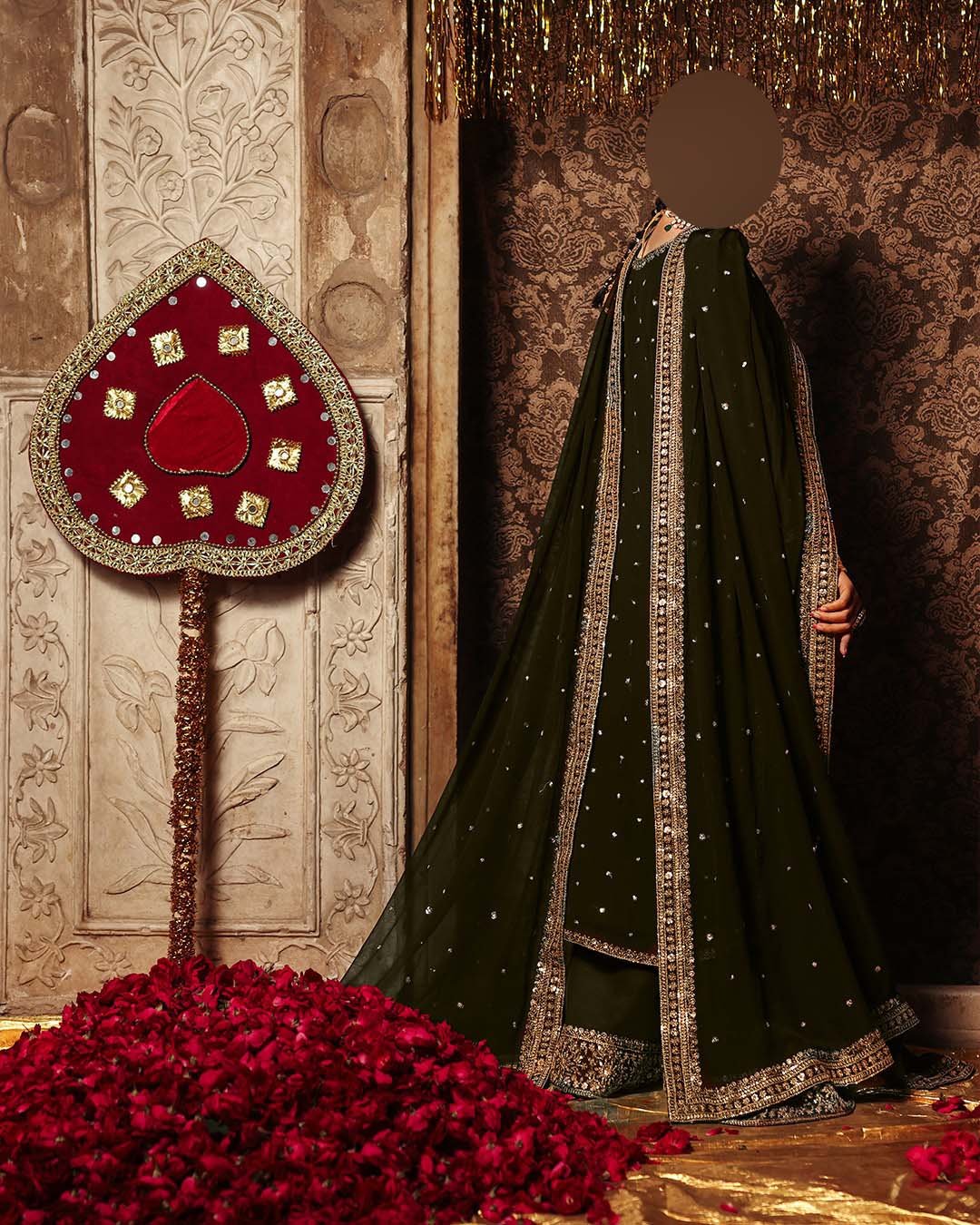 Charizma Pure Chiffon Suit with Embroidered Sequence Work & Malai Trouser C319 - Image 3