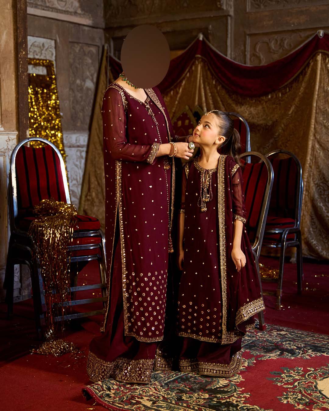 Charizma Pure Chiffon Suit with Embroidered Sequence Work & Malai Trouser C320 - Image 3