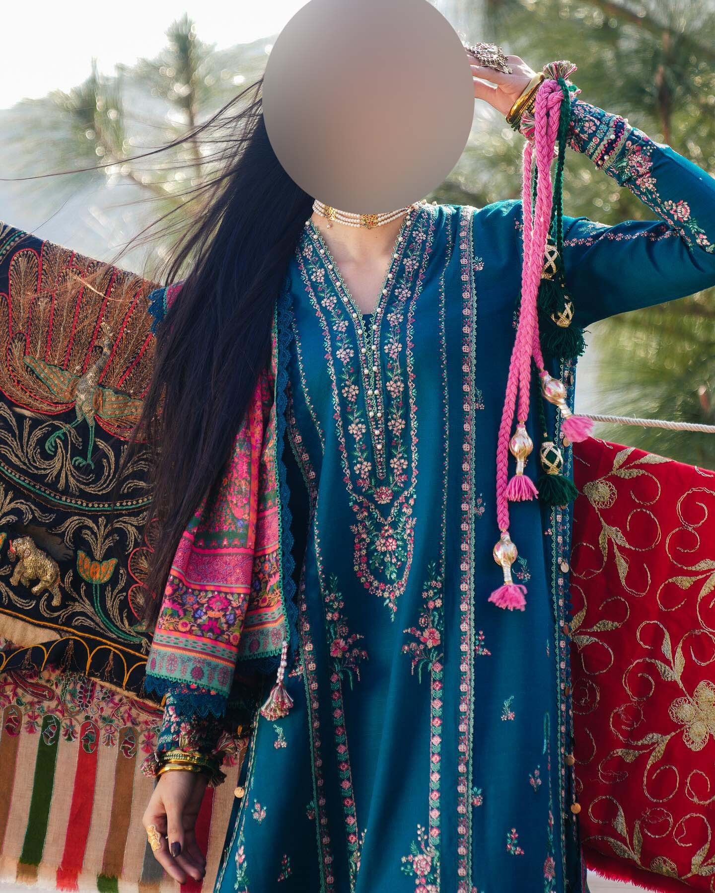 Hussain Rehar Luxury Lawn Suit with Chiffon Dupatta HR6D - Image 2