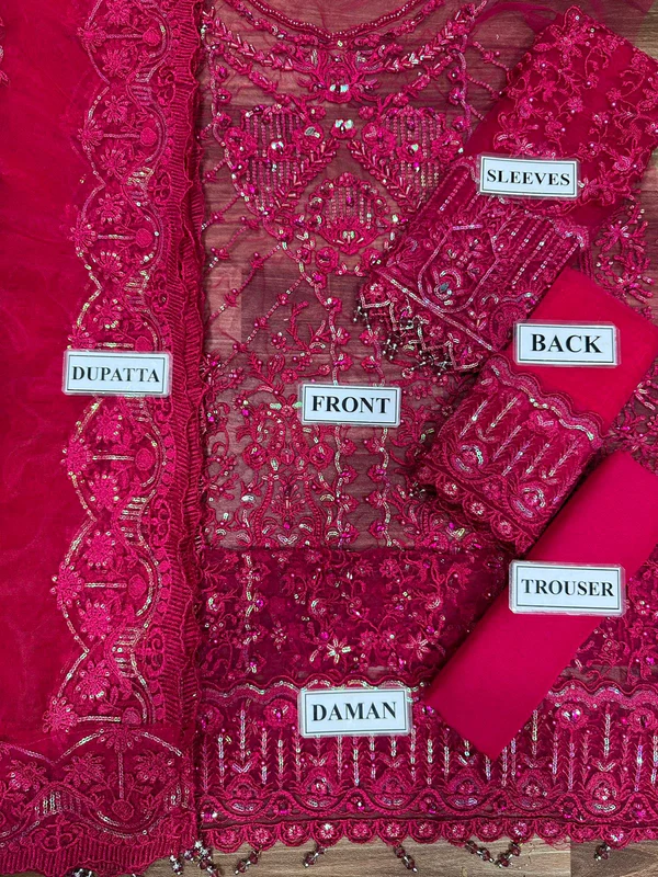 Kanwal Malik Luxury Net Suit with Heavy Hand Embellishment & Shamoz Silk Trouser KM372 - Image 6