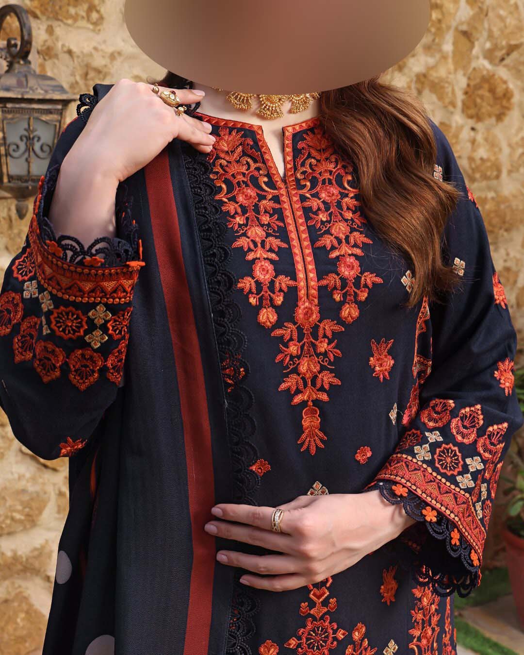 Aneela’s Luxury Lawn Suit with Diamond Print Dupatta A71D - Image 3