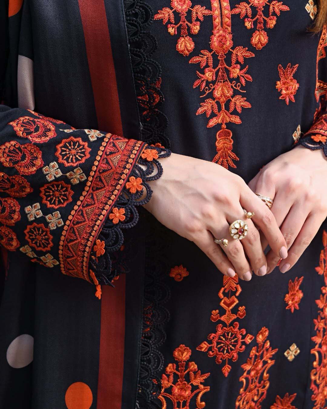 Aneela’s Luxury Lawn Suit with Diamond Print Dupatta A71D - Image 4