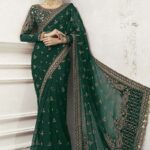 Maria.B Wedding Collection 2023 – Heavy Embroidered Net Saree UP27