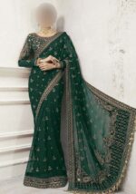 Maria.B Wedding Collection 2023 – Heavy Embroidered Net Saree UP27