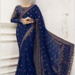 Maria.B Wedding Collection 2023 – Heavy Embroidered Net Saree UP27