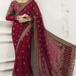 Maria.B Wedding Collection 2023 – Heavy Embroidered Net Saree UP27
