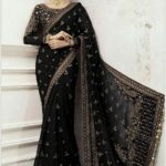 Maria.B Wedding Collection 2023 – Heavy Embroidered Net Saree UP27