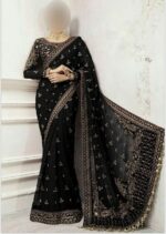 Maria.B Wedding Collection 2023 – Heavy Embroidered Net Saree UP27