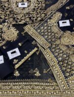 Maria.B Wedding Collection 2023 – Heavy Embroidered Net Saree UP27 - Image 2