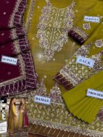 Asim Jofa Chiffon Embroidered 3-Piece Suit – Unstitched UP24 - Image 5