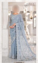 Maria.B Exclusive 2024 – Heavy Embroidered Net Saree UP29