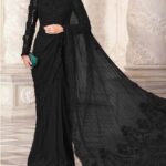 Maria.B Exclusive 2024 Heavy Embroidered Net Saree UP31